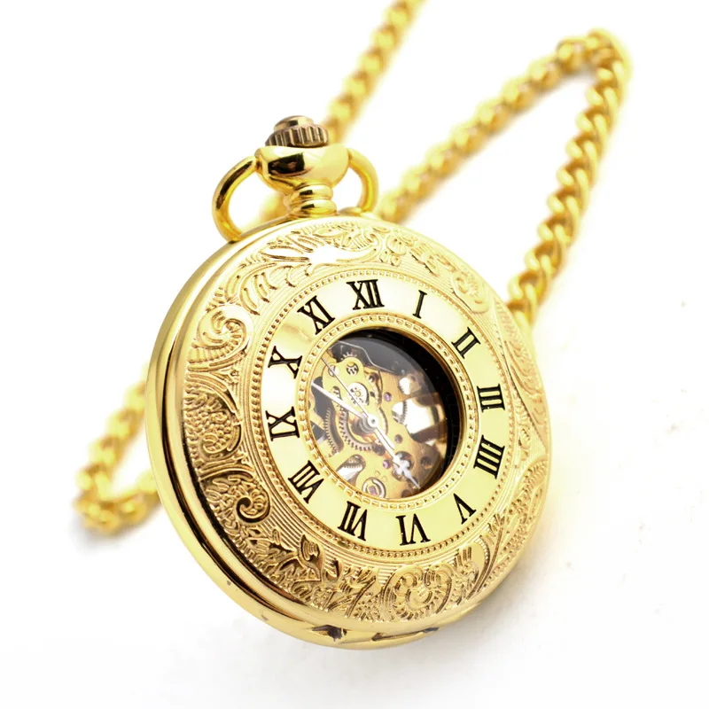 

Flip Cover Gold Hollow Roman Numeral Pointer Business Mechanical Pocket Watch Women Men Clothing Accessories Gift Fob Watch
