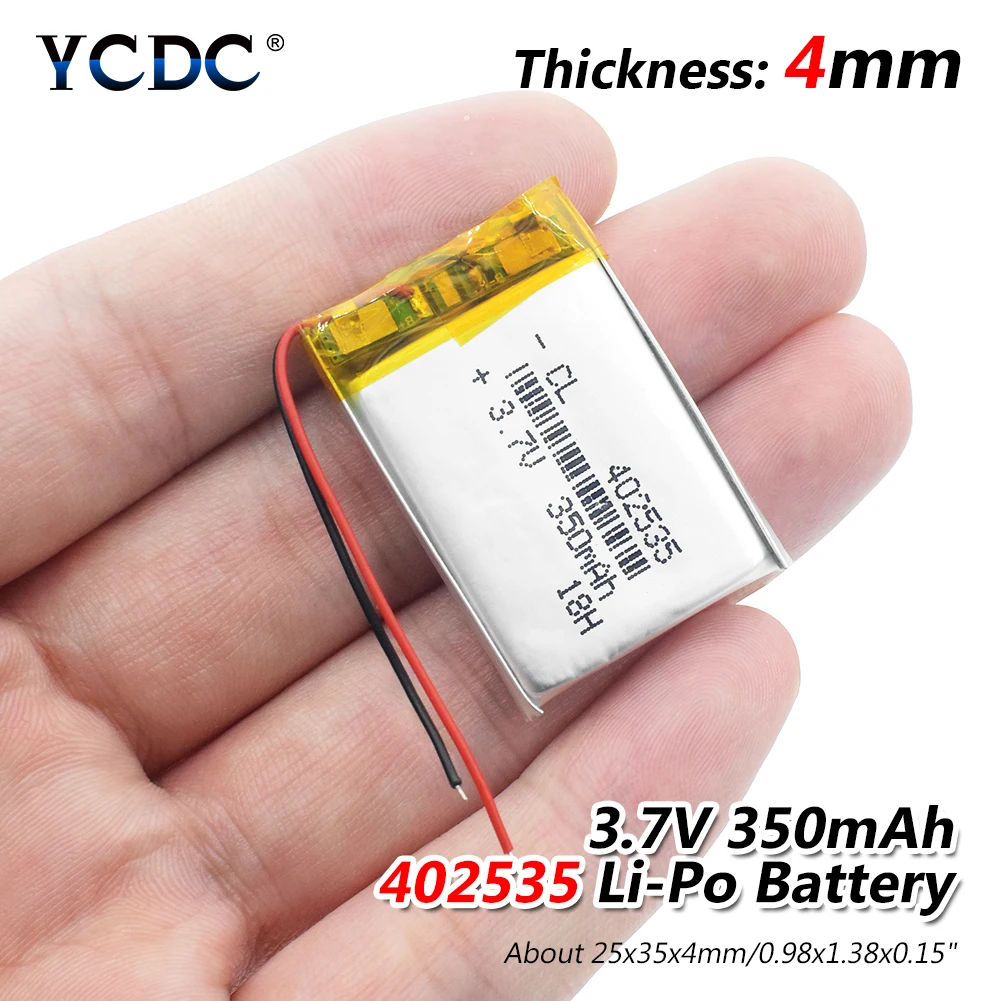 1/2/4x перезаряжаемые 3,7 V 350mAh литий-полимерные батареи 402535 Li-Po аккумулятор с модулем Pcb 3,7 вольт 35x25x4 мм литий-ионный аккумулятор