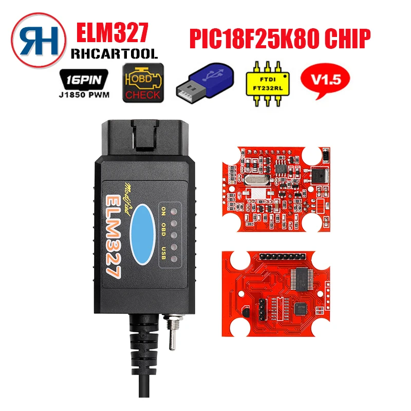 Мини ELM327 USB FTDI PIC18F25K80 чип OBD2 считыватель кодов для Fo-rd HS CAN/ms может переключаться ELM 327 Bluetooth Автомобильный OBD2 диагностический инструмент