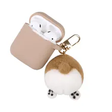 Cute Cartoon Melody Wool Felt Corgi Ass silicone keychain Headphone Earphone Case For Apple Airpods Accessories cover box
