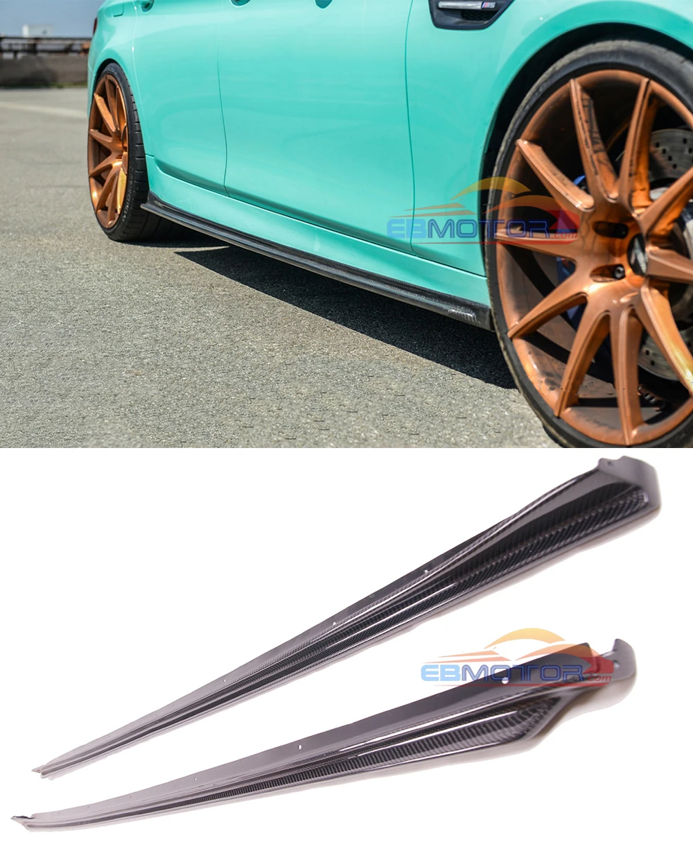 

Real Carbon Fiber 3D Style Side Skirt Extensions 1pair For BMW F10 M Sport M5 2011UP B425