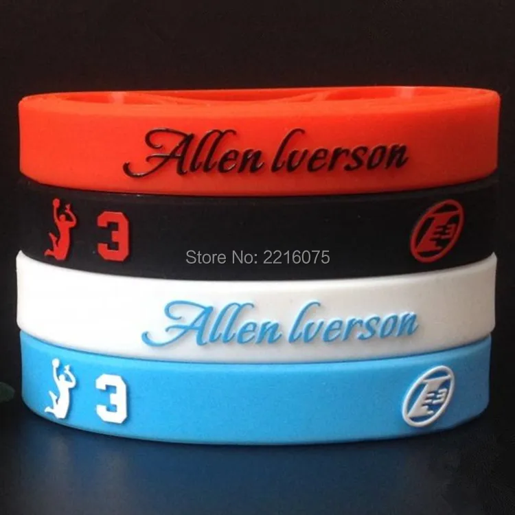 4pcs 3D embossed LOGO Allen Iverson wristband silicone bracelets