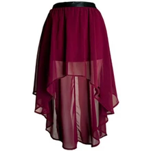 Бордовая Высокая Низкая шифоновая юбка на молнии с талией, летняя классная юбка, Высококачественная юбка, женская одежда до щиколотки