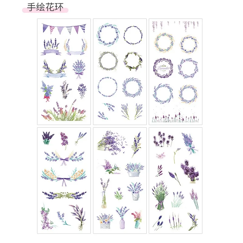 

6Sheets/Pack Creative Hand-drawn Garland Paper Decoration Scrapbooking Sticker Transparent PVC Stationery Diary Stickers