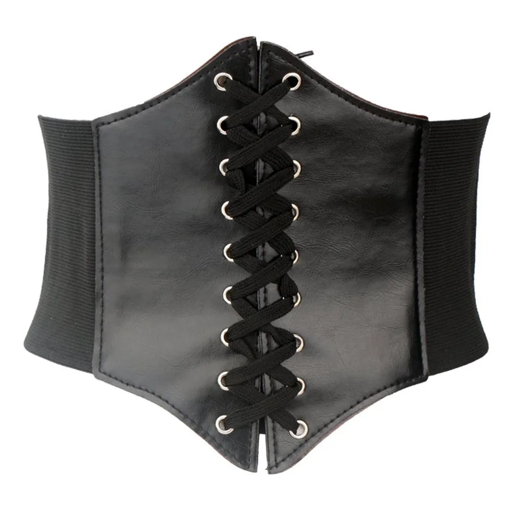 Gothic Black Simple Wide Belt Women 2019 New Bandage Soft Elastic Waist ...