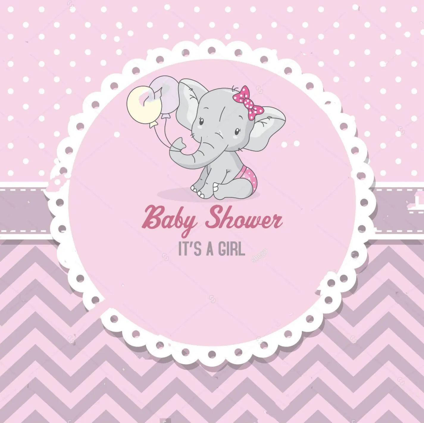Bayi Gajah Baby Shower Gadis Lucu Balon Polka Dot Chevron Merah Muda Latar Belakang Komputer Cetak Pesta Latar Belakang Background Aliexpress