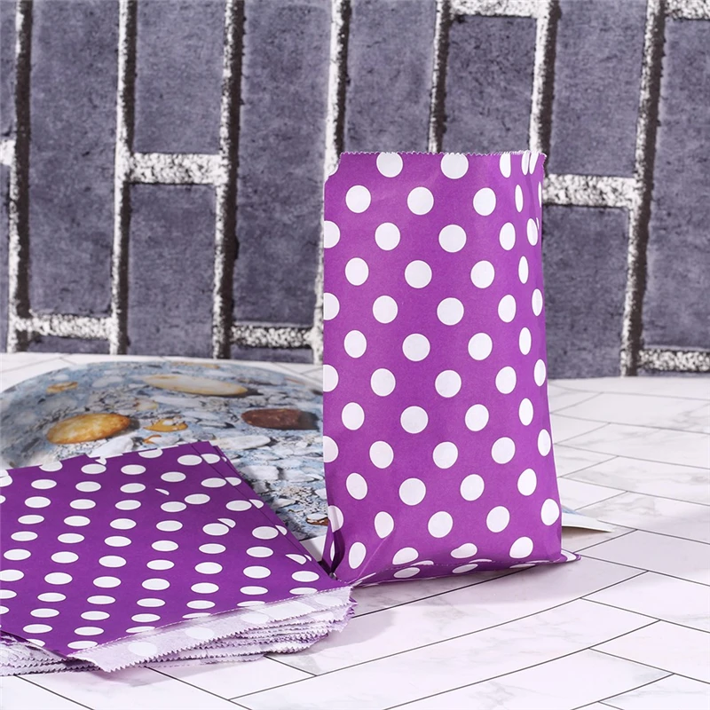 25pcs Kraft Paper Bags Striped Dots Paper Craft Bag for Party Favors Wedding Candy Gift Bags Birthday Party Supplies Decorations (3)