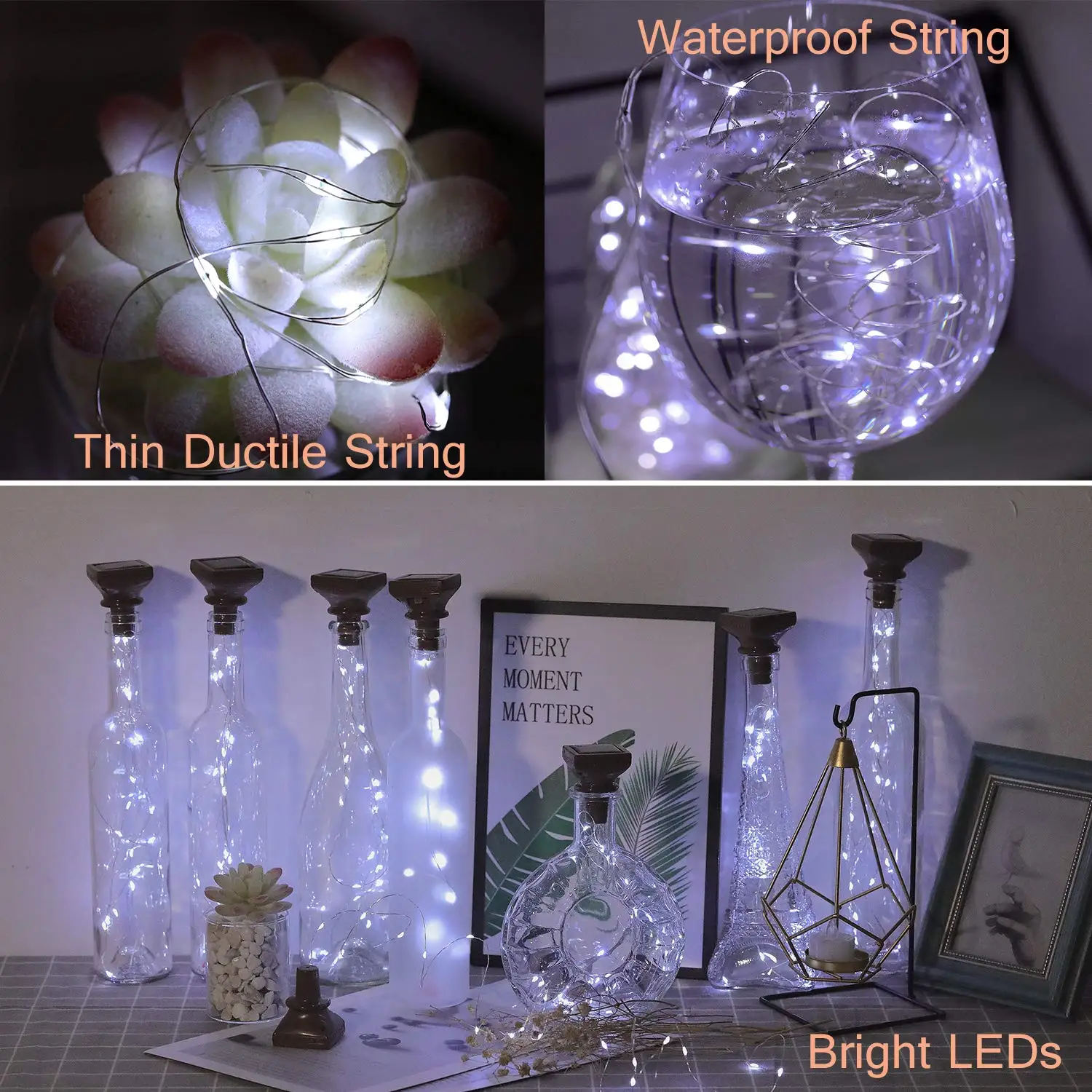 Solares da Garrafa de Vinho Luzes em Forma de Cortiça de Cobre Impermeável para a Decoração do Caminho do Casamento Luzes Postas Bloco 20 Conduziu Branco Quente 6 - 12 13 Cheap Fios de iluminação