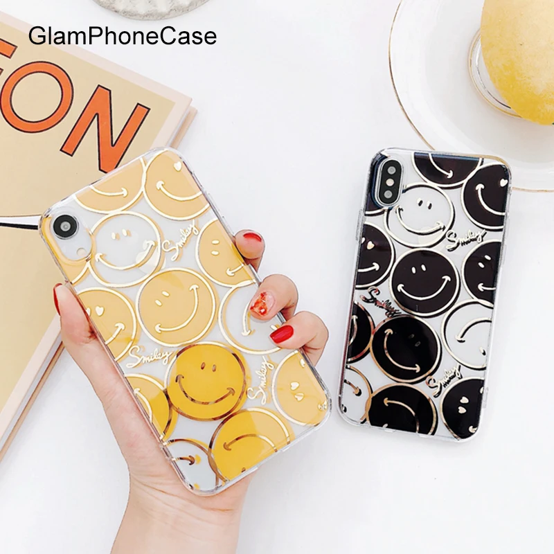 GlamPhoneCase милые золото улыбка Прозрачный чехол для телефона iphone XS XR Max 8 плюс 7 plus 6/6 S