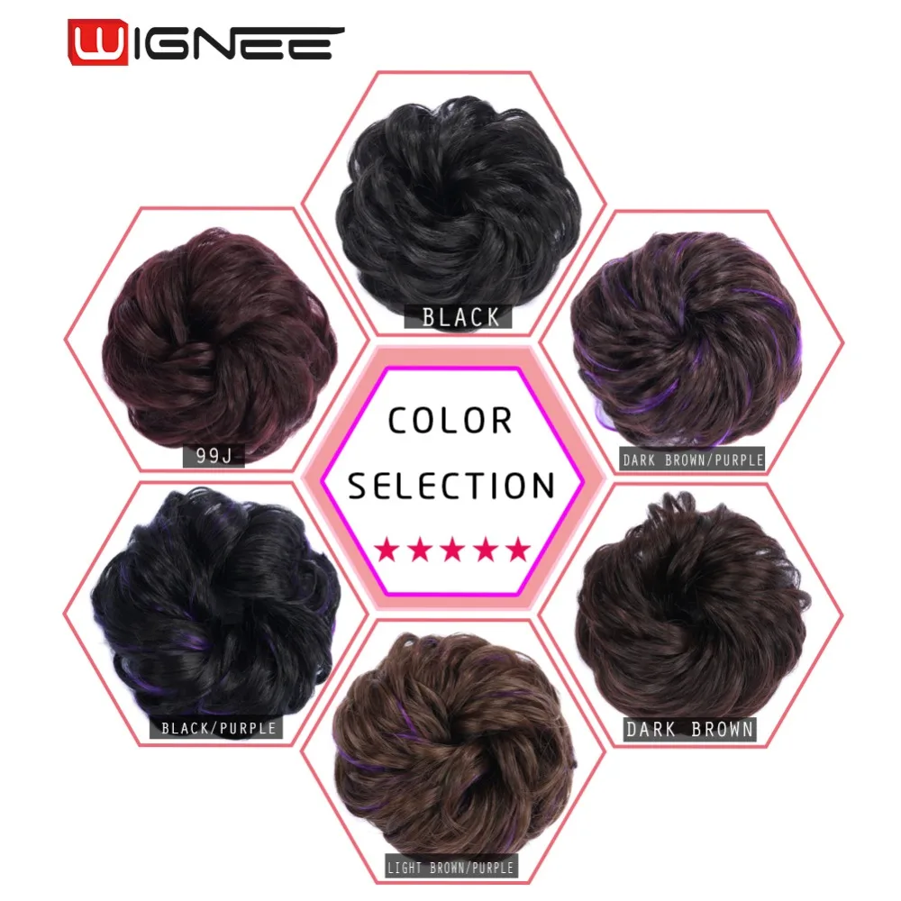 Wignee химическое волокно кудрявый шиньон Эластичная лента Scrunchie поддельные пряди для наращивания волос шиньон для создания прически булочки