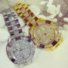 Nouvelle Arrivée Célèbre BS Marque Plein de Diamants De Luxe Bracelet Montre Chaude Vente Femmes 14 K Autrichien Cristaux Montre Dame Strass bracelet