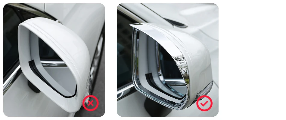 DWCX 2Pcs ABS Chrome Car Side Door Rearview Mirror Rain Guard Eyelid Cover Trim Visor Shade Shield fit for Volvo XC60 XC90