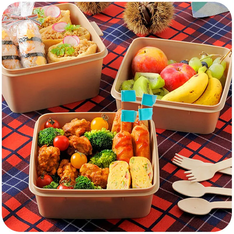 3 Layers Large Capacity Microwavable Lunch Box Plastic Lunchbox Adult Picnic Camping Bento Boxs Japanese China Dinnerware Set