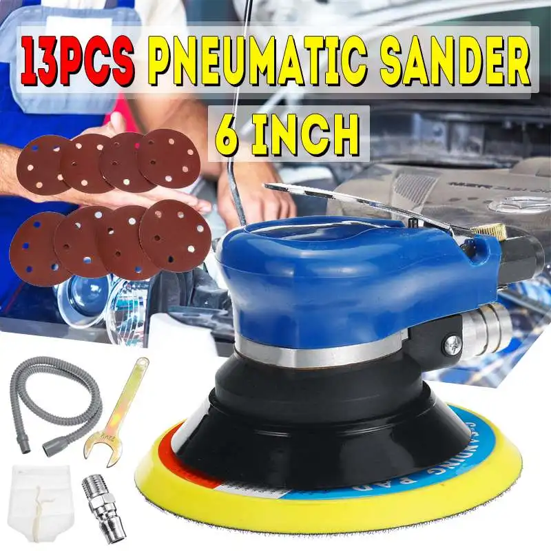 

New 6 Inch Pneumatic Palms Random Orbital Sander Polisher Air Powered Orbit Polisher Dual Action Polishing Grinding Sanding Set