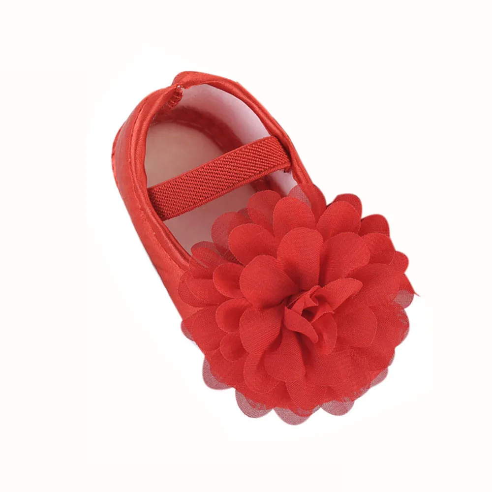 Мода потери продажи Малыш Ребенок Девочка шифон цветок круглая резинка новорожденных прогулочная обувь детская обувь для малышей - Цвет: Красный