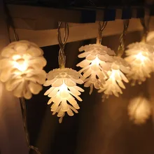 Рождественский светодиодный светильник-шишка, декоративный светильник для садового домика, свадебная сказочная гирлянда, праздничный фонарь, 10 светодиодный с батареей USB IL