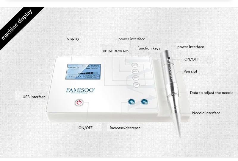 FAMISOO N6II машинка для татуировки цифровая электрическая машинка для бровей губ ротационная ручка МТС пму система макияж машина ротационная Татуировка Машина