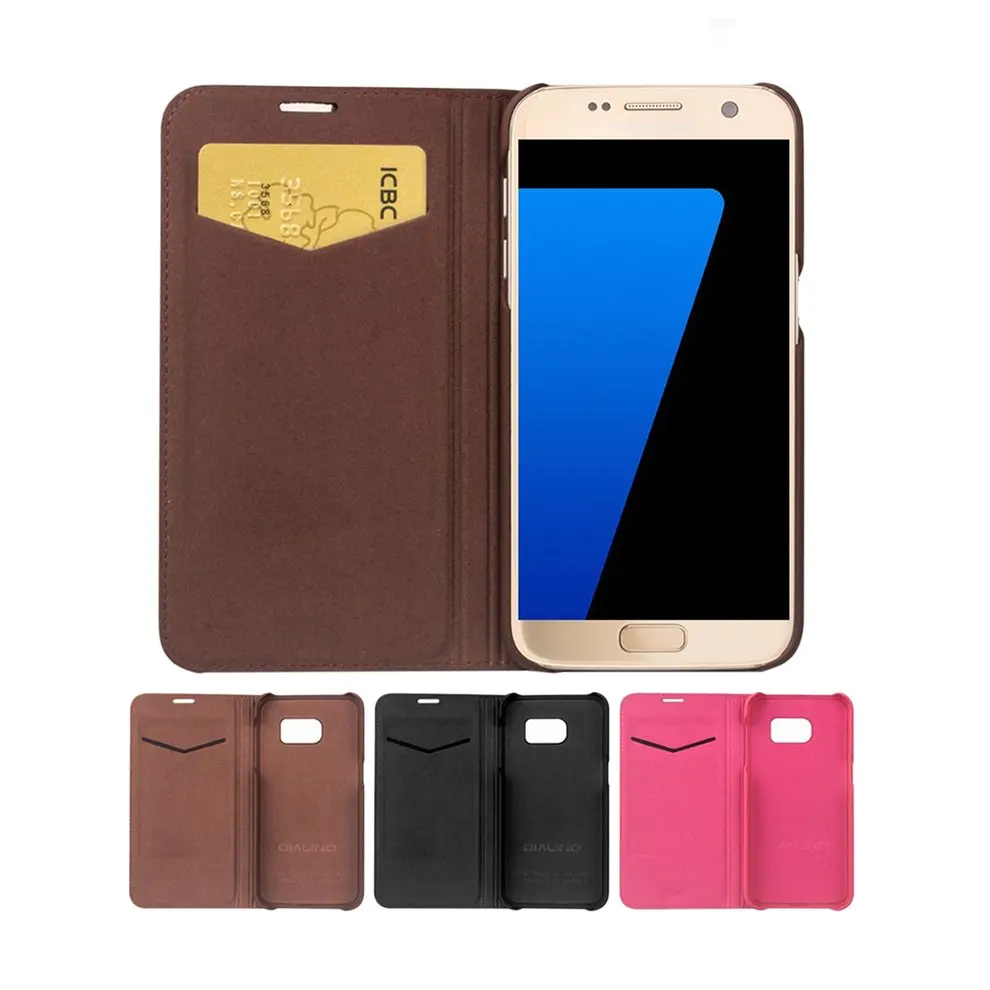 

Card Slots Genuine Leather Phone Cover Case Scratch-resistant Flip Cover Business Protective Cover For Samsung Galaxy S7