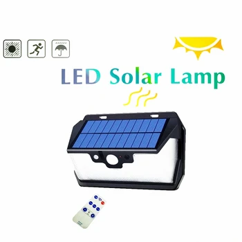 

55 leds Solar light remote control radar 3 side lighting usb port indoor smart switch lamps Outdoor Garden security patio street