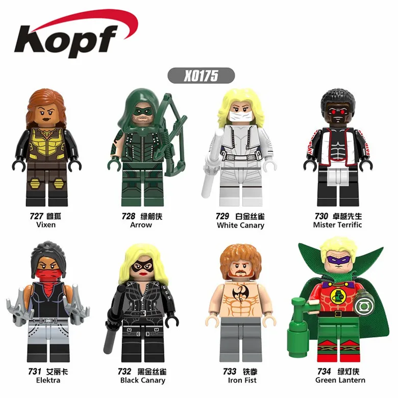 

X0175 Singel Sale Super Heroes Building Blocks White Canary Black Iron Frist Green Lantern Arrow Bricks For Children Gift Toys