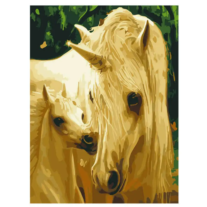 

Animal Painting By Numbers,Decoration Oil Painting For Living Room,Drawing By Numbers Horse Family