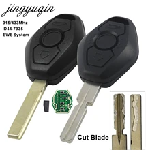 jingyuqin Cut Blade Car Remote Key FOB for BMW EWS X3 X5 Z3 Z4 1/3/5/7 Series E38 E39 E46 315/433MHz ID44 Chip Transmitter