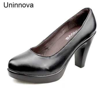 

Women's Genuine Leather Platform High Heels Round Toe Traditional Chinese Qipao Shoes Office Lady Cheongsam Dress Shoes WP133