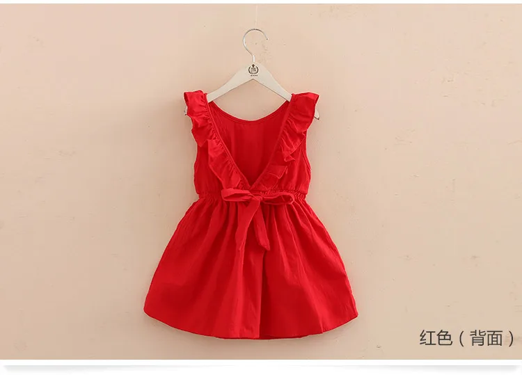 2018 Summer 2 3 4 6 8 10 Years Birthday Children Red Blue Backless Princess Elegant Bow Kids Party Dance Prom Dress For Girls (4)