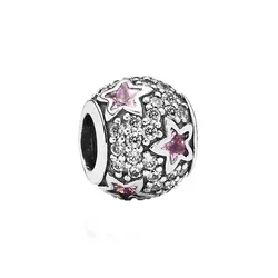 CHAMSS 2019 Новый стерлингового серебра 100% розовый проложить звезды Шарм Роскошные модные женские украшения юбилей свадебные Бесплатная достав