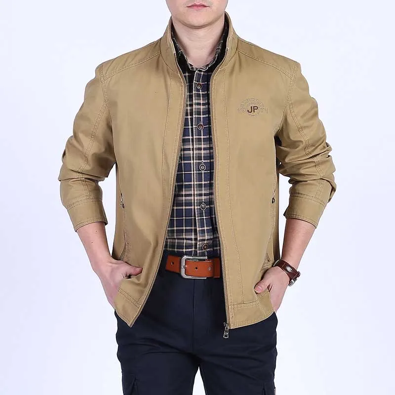 New Fashion Mens Military Jackets 4XL 5XL Stand Collar Bomber Jacket Cotton Casual Loose Coat Male Clothing OUTWEAR
