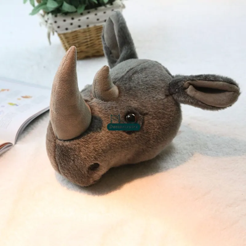 Dorimytrader Pop Anime Realistic Animals Heads Elephant Fox Panda Deer Rhinoceros Plush Toys Animal Wall Hanging Nice Home Decoration Doll DY61780(27)