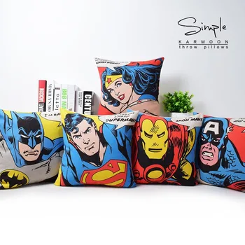 

Free shipping/pop art superhero cotton and linen hold pillowcase superman cushion for leaning on of 45 * 45 No Inner
