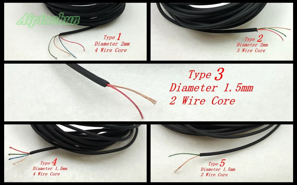 Aipinchun 2 м/лот DIY аудио кабель для наушников Ремонт Замена наушников провод шнур черный/красный/фиолетовый