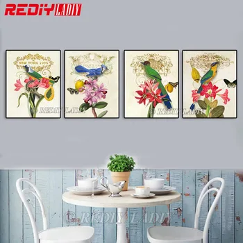 

REDIY LADIY Diamond Painting Cross Stitch Bird with Flowers Diamond Embroidery Full Square Diamond Mosaic Home Decor Needlework