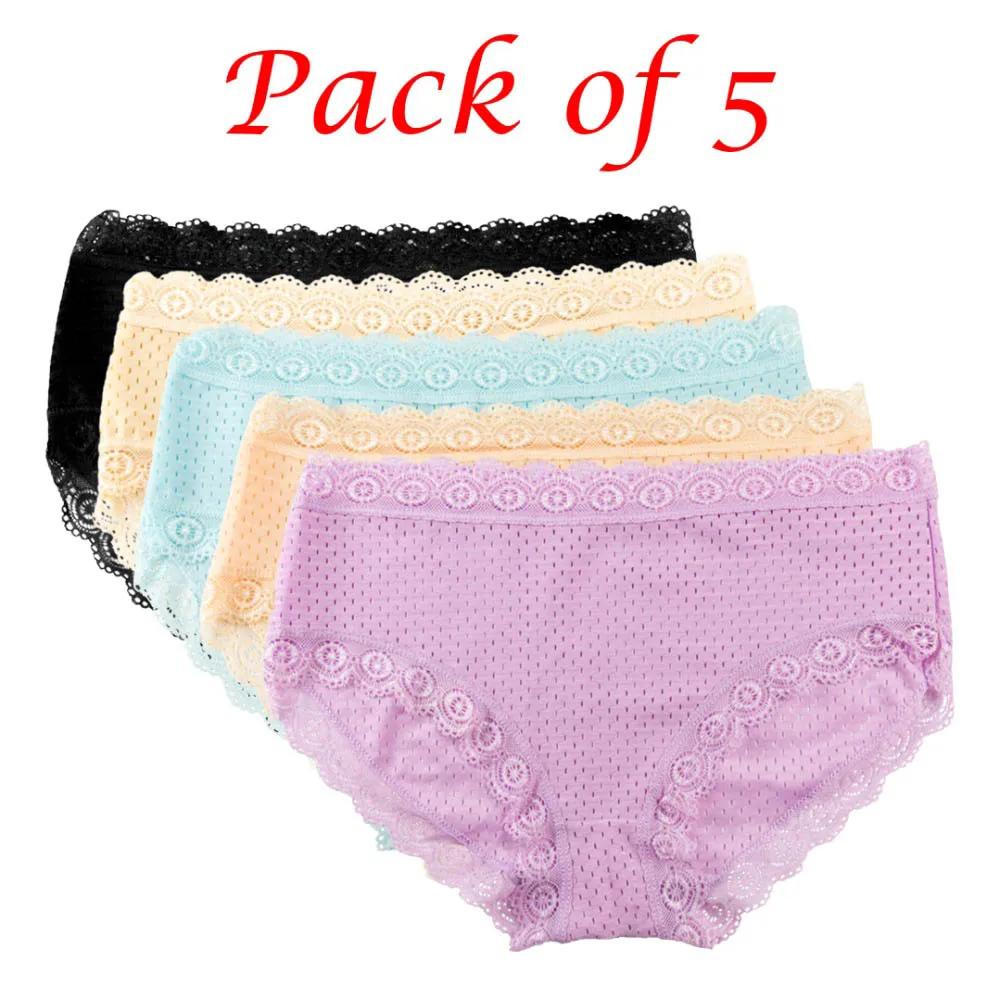 Women's Underwear Breathable Micro-Mesh Panties Sexy Lingerie Lacy Low  Waist Panties Cute Girl Rise Briefs, Multicolored, 5 Pack - AliExpress