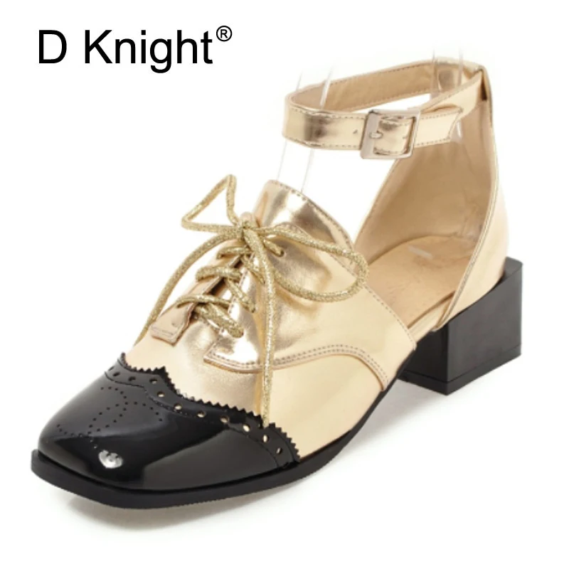 

Patent Leather Women High Heel Oxfords Fashion Carved Brogue Pumps Shoes For Women New 2018 Ladies Casual High Heels Shoes Woman