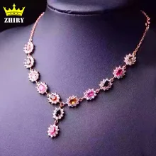 Подлинное ожерелье с подвеской из турмалина, натуральный драгоценный камень, 925 пробы, серебро, платина, Женские Ювелирные изделия, благородная Радуга