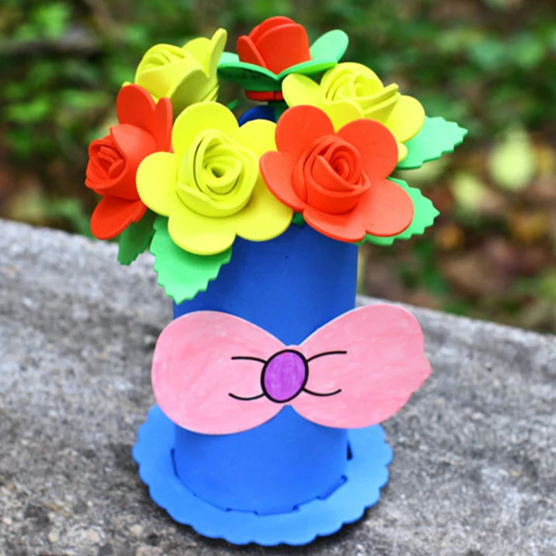 1 шт. случайный Детский DIY 3D EVA пена цветок цветочный горшок украшение дома отрезная игрушка подарок детские наборы для ремесла Головоломка Развивающие игрушки