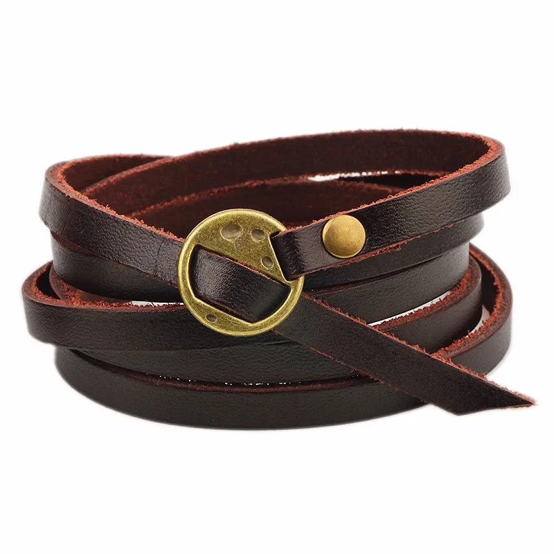 MKENDN Pure Handmade Genuine Leather Bracelets for Men Women leather bracelet,leather bangle