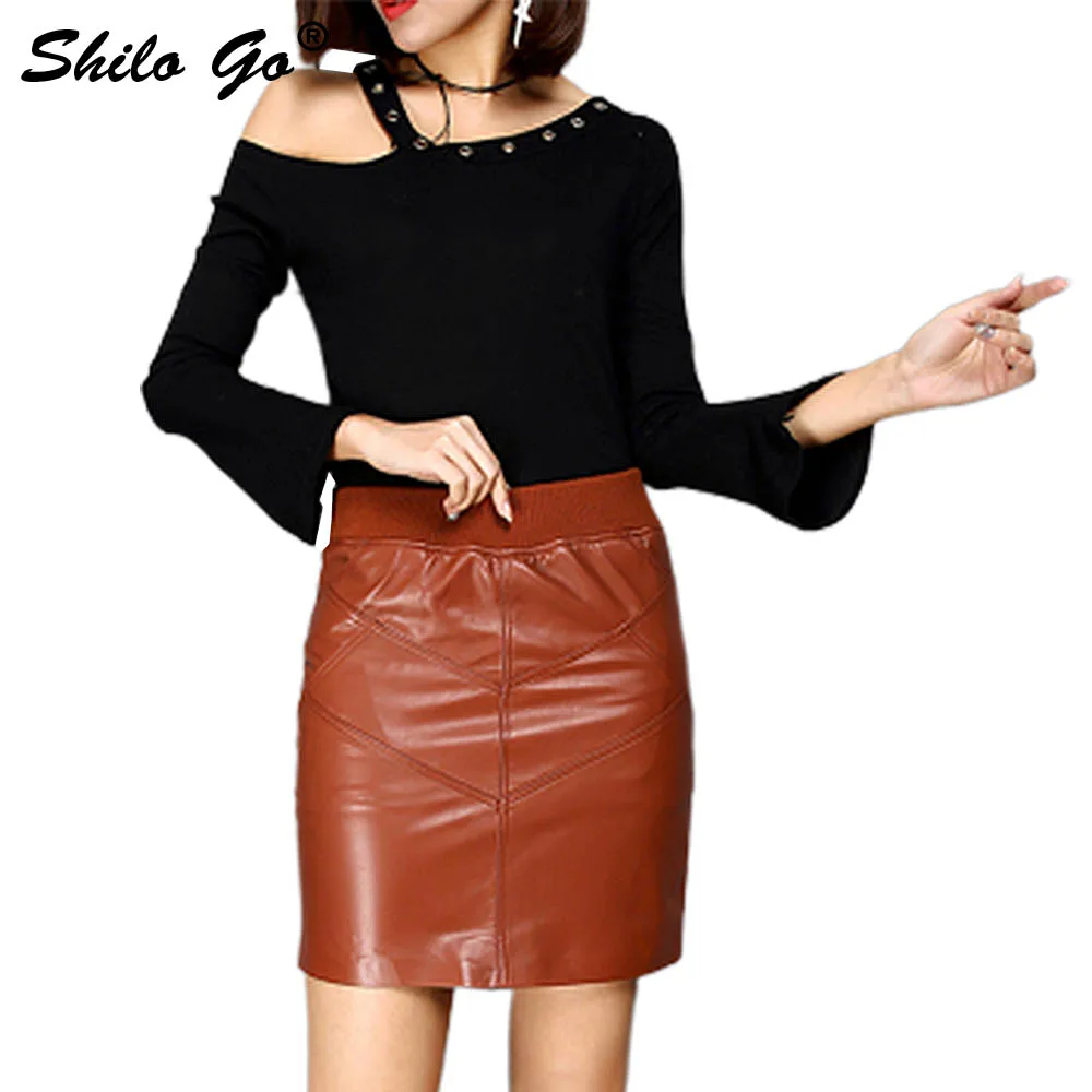 Leather Skirt Womens Autumn Fashion sheepskin genuine leather Skirt