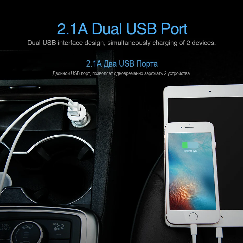 HOCO المزدوج USB شاحن سيارة محول 5 فولت 2.1A سريع تهمة 2 منافذ LED ضوء سيارة-شاحن ل فون XS ماكس 8 7 زائد لسامسونج S9 S8