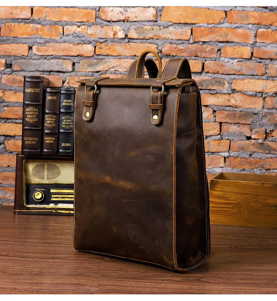 Мужской рюкзак из натуральной кожи, большой мужской рюкзак из натуральной воловьей кожи на молнии, рюкзак для путешествий, Классическая кофейная сумка