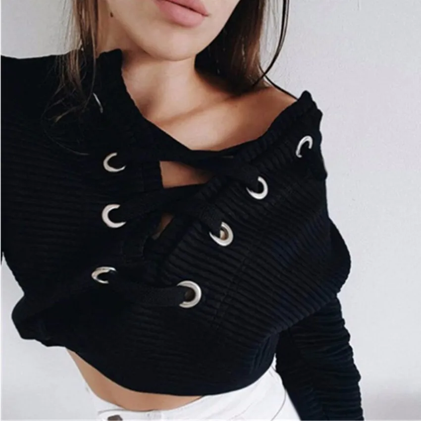 SINFEEL Tracksuit Women Sexy Harajuku Hoodies Short Pullover Jumper Long Sleeve Crop Tops Bandage Sweatshirts clothes sudadera