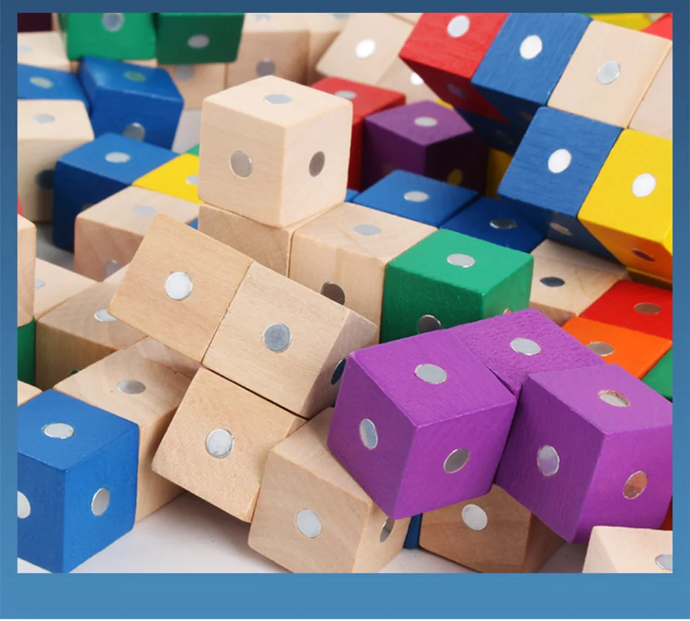 Детские развивающие игрушки Монтессори Обучающие игрушки Магнитный деревянный кубик улучшенные строительные блоки 10 шт набор 6 цветов доступны размер 2 см