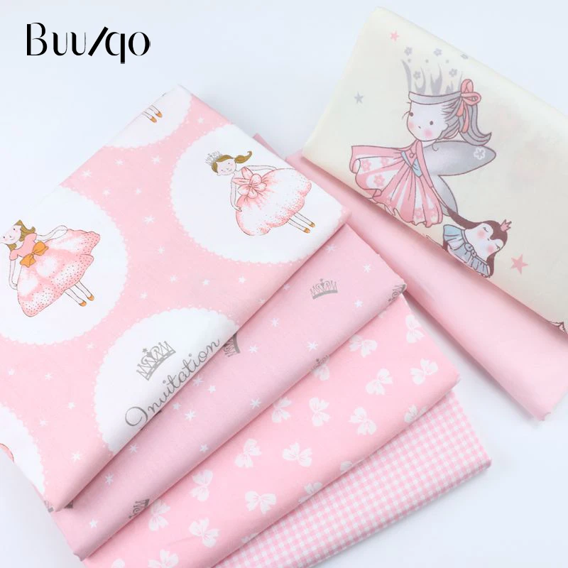 Pink Princess baby cotton quilting Fabric by half meter DIY Sewing