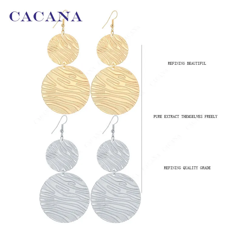 CACANA Dangle Long Earrings For Women Double Round With Watermark Bijouterie Hot Sale No.A291 A292