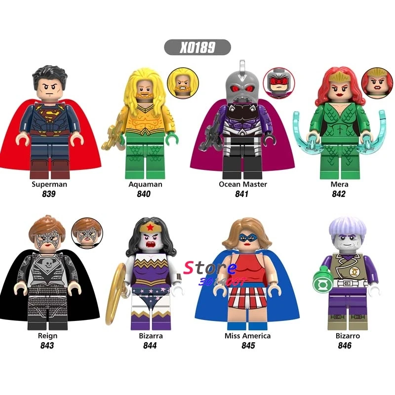 

Single DC movie Superman Aquaman Ocean Reign Mera Green Lantern miss America building blocks bricks toys for children