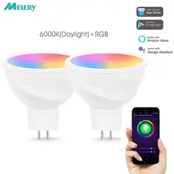 MR16 WiFi Smart Светодиодный лампочки GU5.3 отражатель Spoltlight 50 W эквивалент RGB холодный белый удаленного Управление декоративные Lamp-2Pack