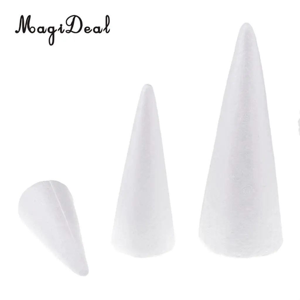 MagiDeal 3Pcs Cone Shaped Styrofoam Foam Ornaments For Handmade DIY Modelling Crafts For Kids Kindergarten DIY Hand Crafts
