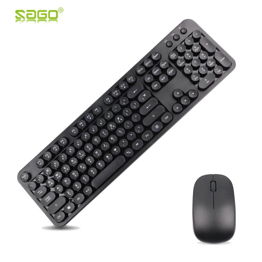 

Wireless Keyboard and Mouse Combo 2.4GHz Full-Size Keyboard and Cordless Mouse with Round Keycaps Computer Laptop and Mac